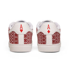 Pocket Aces Men's Low-Top Leather Sneakers (Red/White)