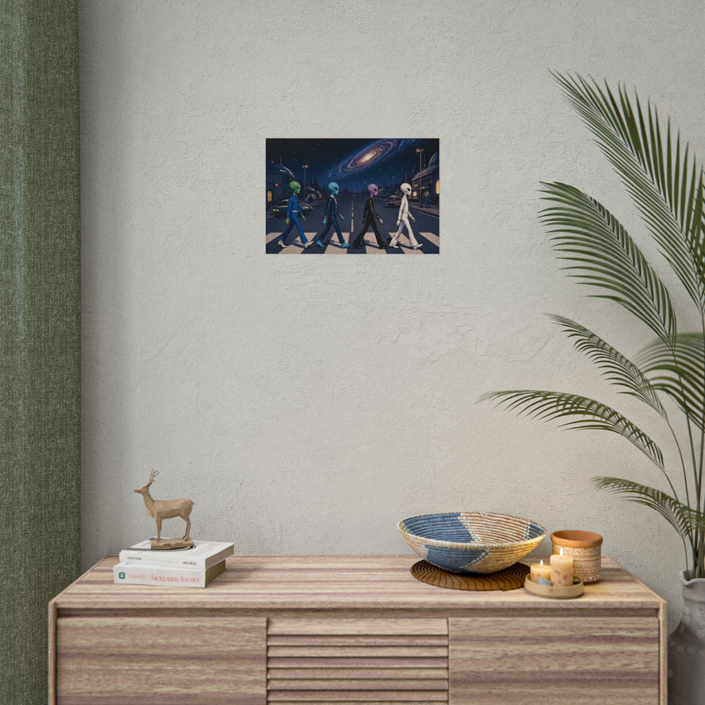 Galactic Road Poster – Retro Spacewalk Rolled Art Print