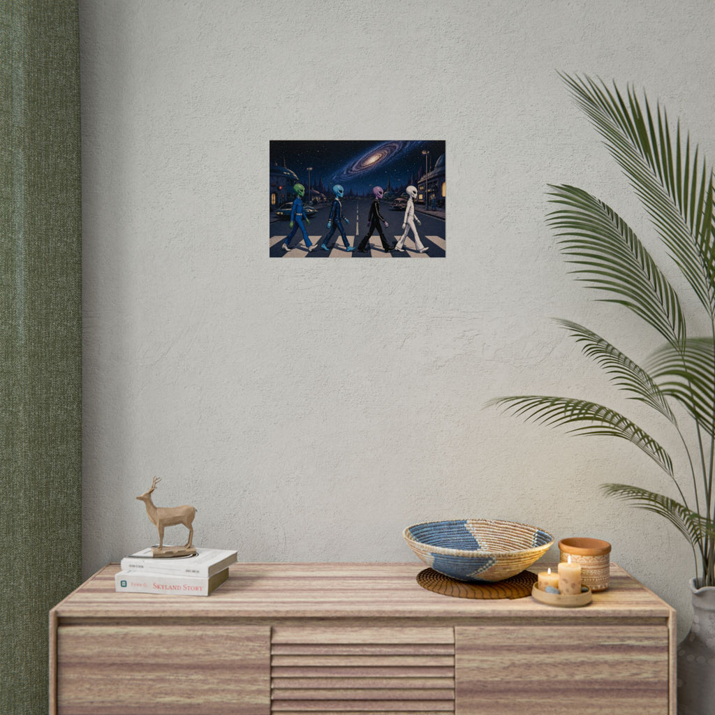 Galactic Road Poster – Retro Spacewalk Rolled Art Print