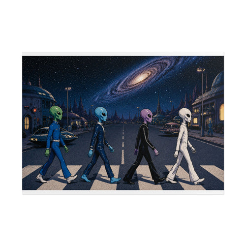 Galactic Road Poster – Retro Spacewalk Rolled Art Print
